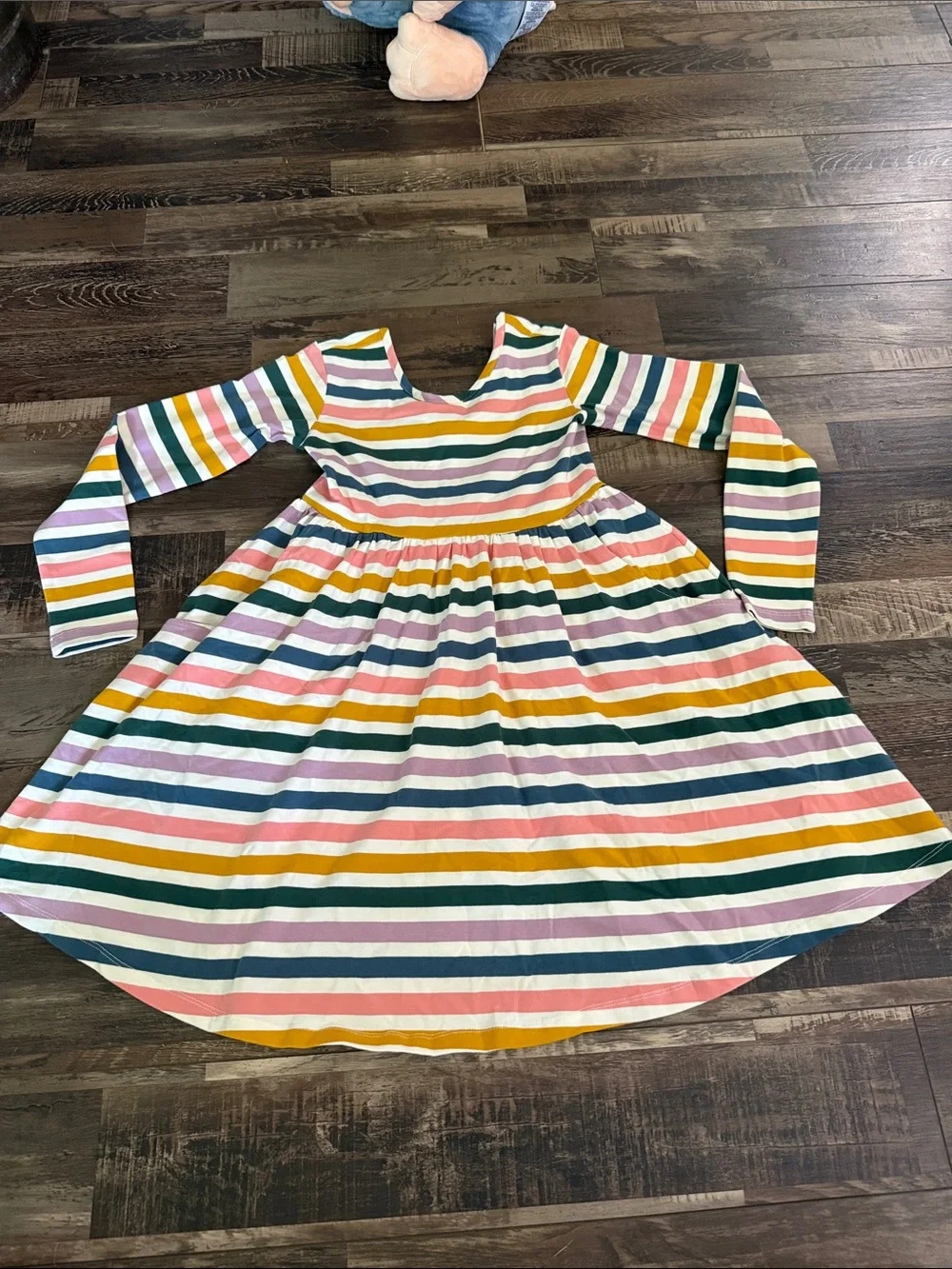 Hanna Andersson Long Sleeve Rainbow Stripe Knit Dress